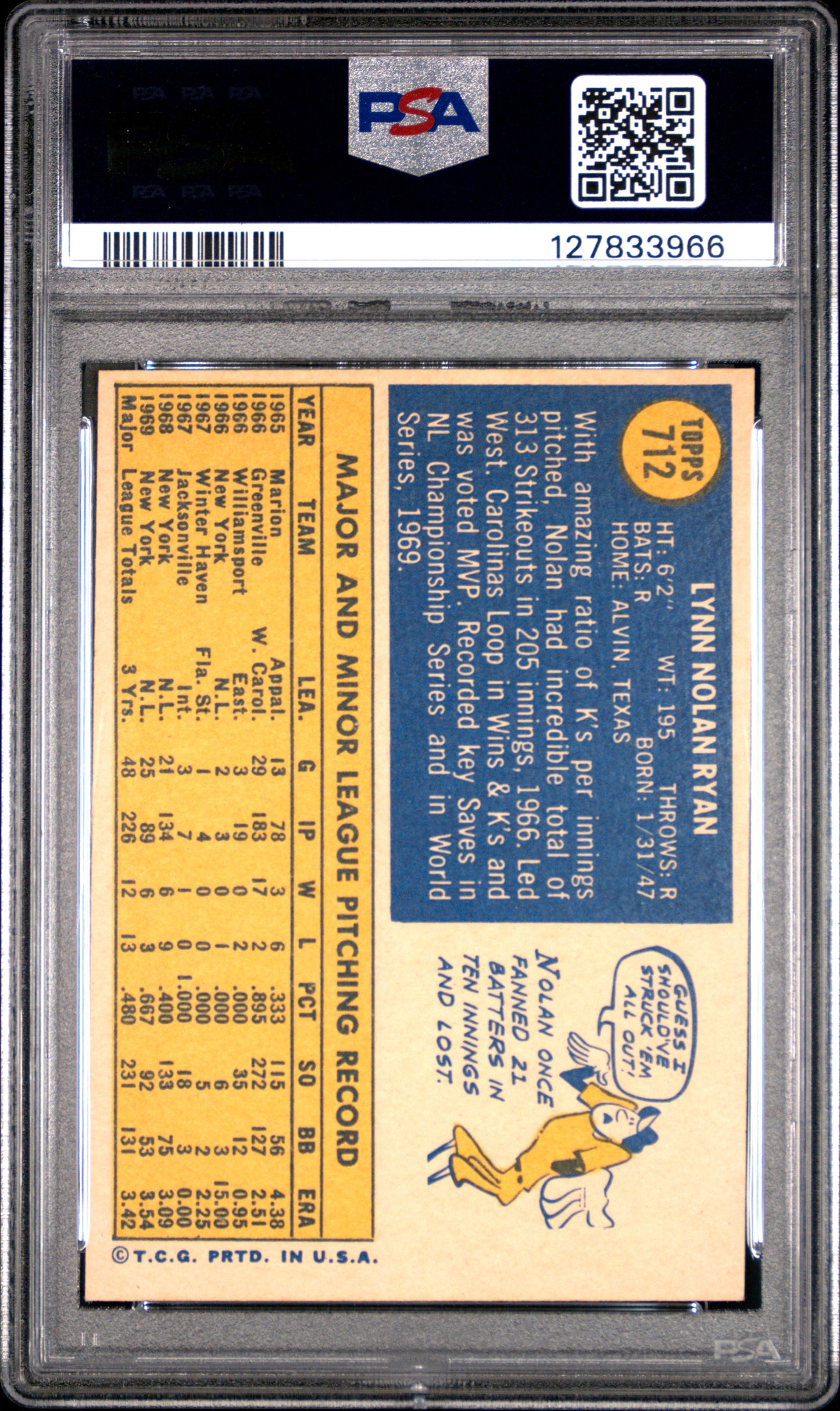 1970 Topps Nolan Ryan #712 PSA 6