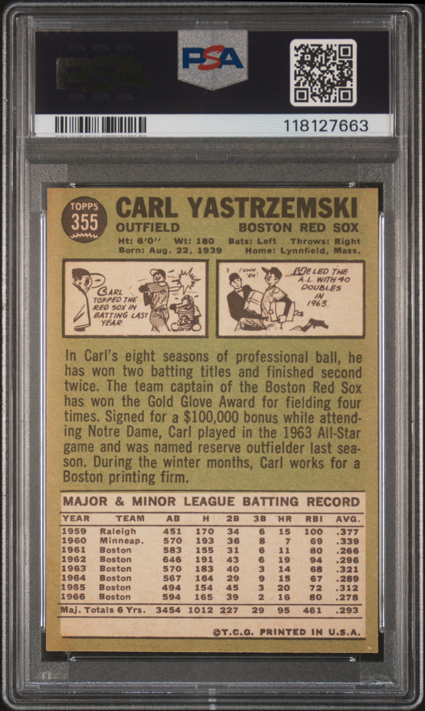 1967 Topps Carl Yastrzemski #355 PSA 9