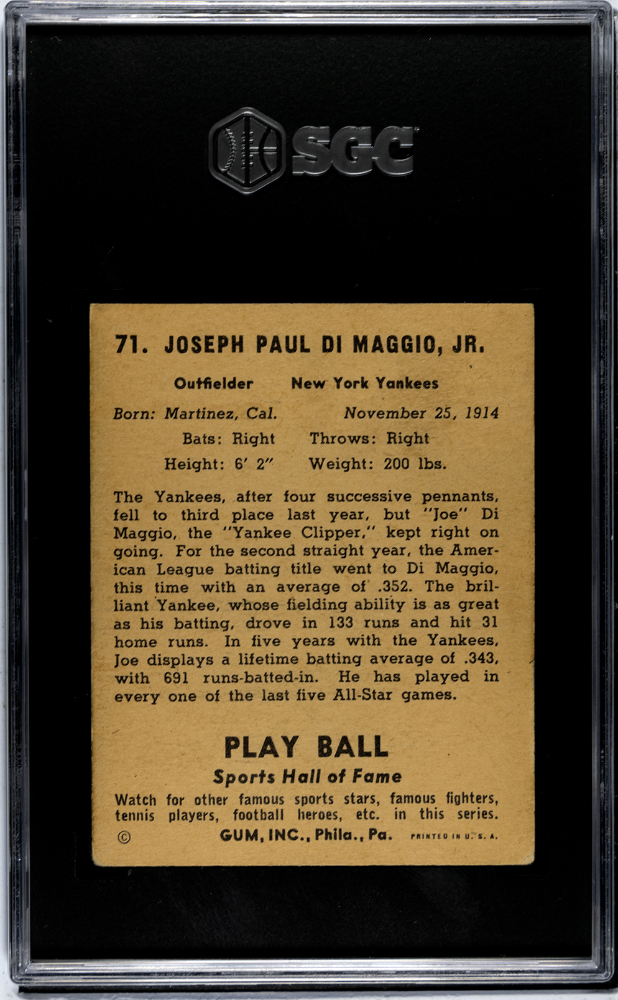 1941 Playball Joe Dimaggio #71 SGC 2