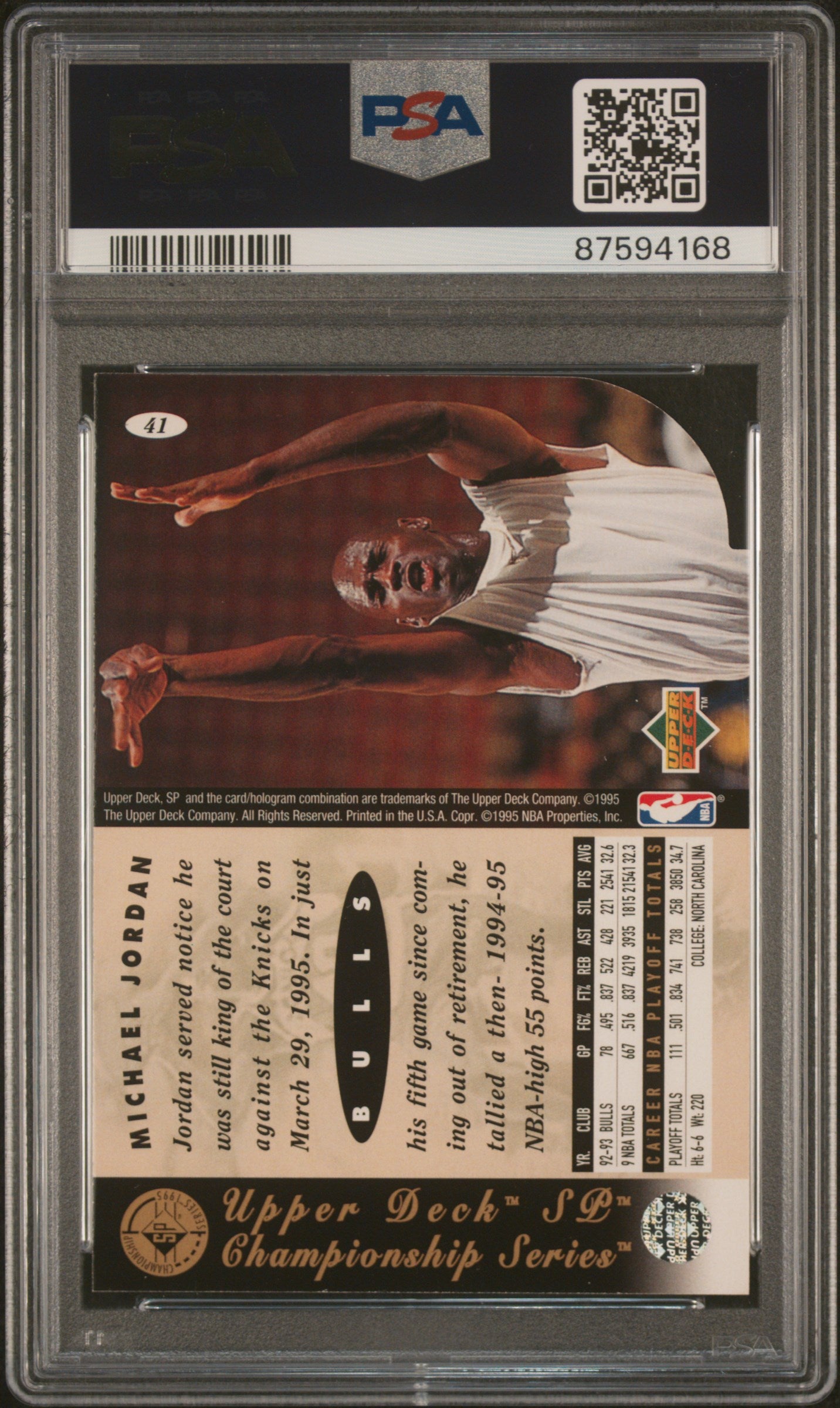 1994 SP Championship Michael Jordan #41 Die Cut PSA 9