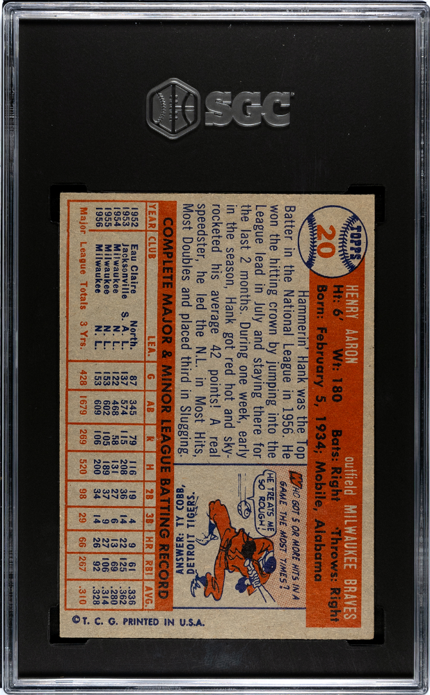 1957 Topps Hank Aaron #20 SGC 7