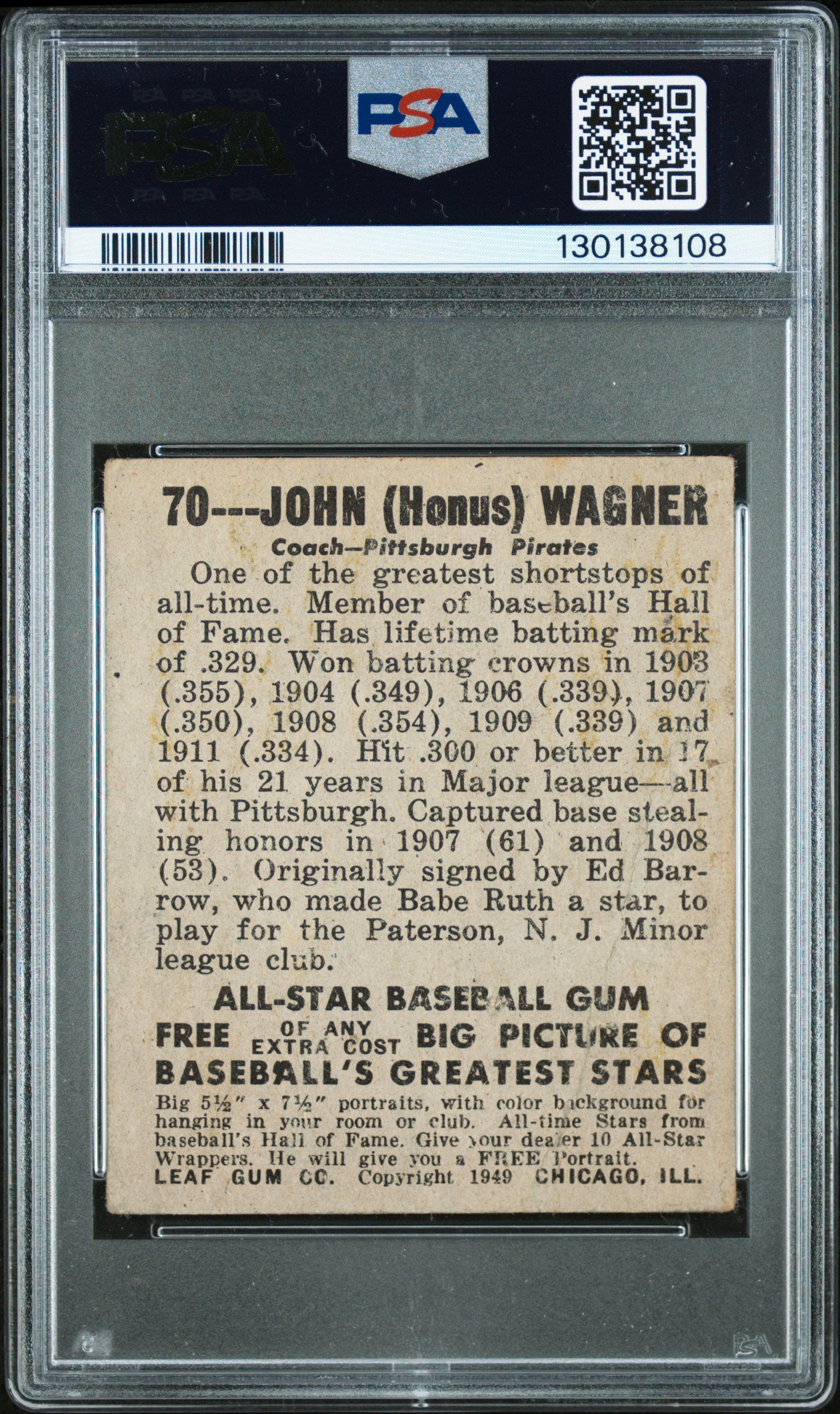 1948 Leaf Honus Wagner #70 PSA 1.5