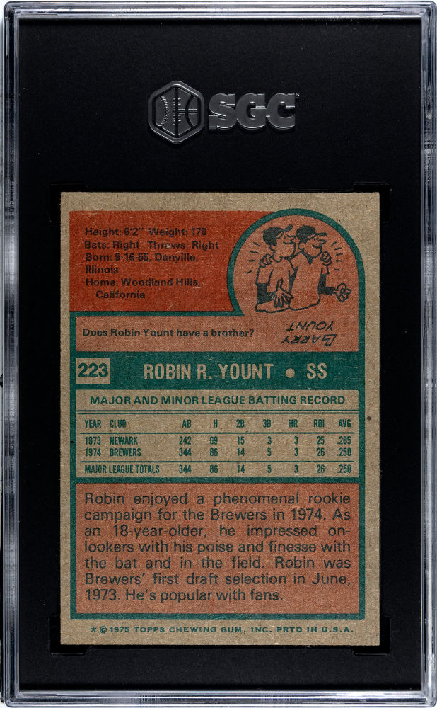 1975 Topps Robin Yount #223 SGC 7