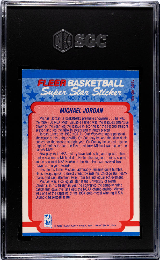1988 Fleer Sticker Michael Jordan #7 SGC 6