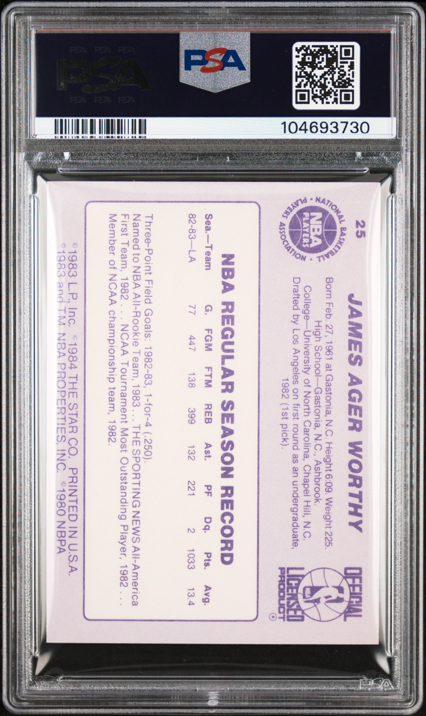 1983-84 Star James Worthy #25 PSA 9