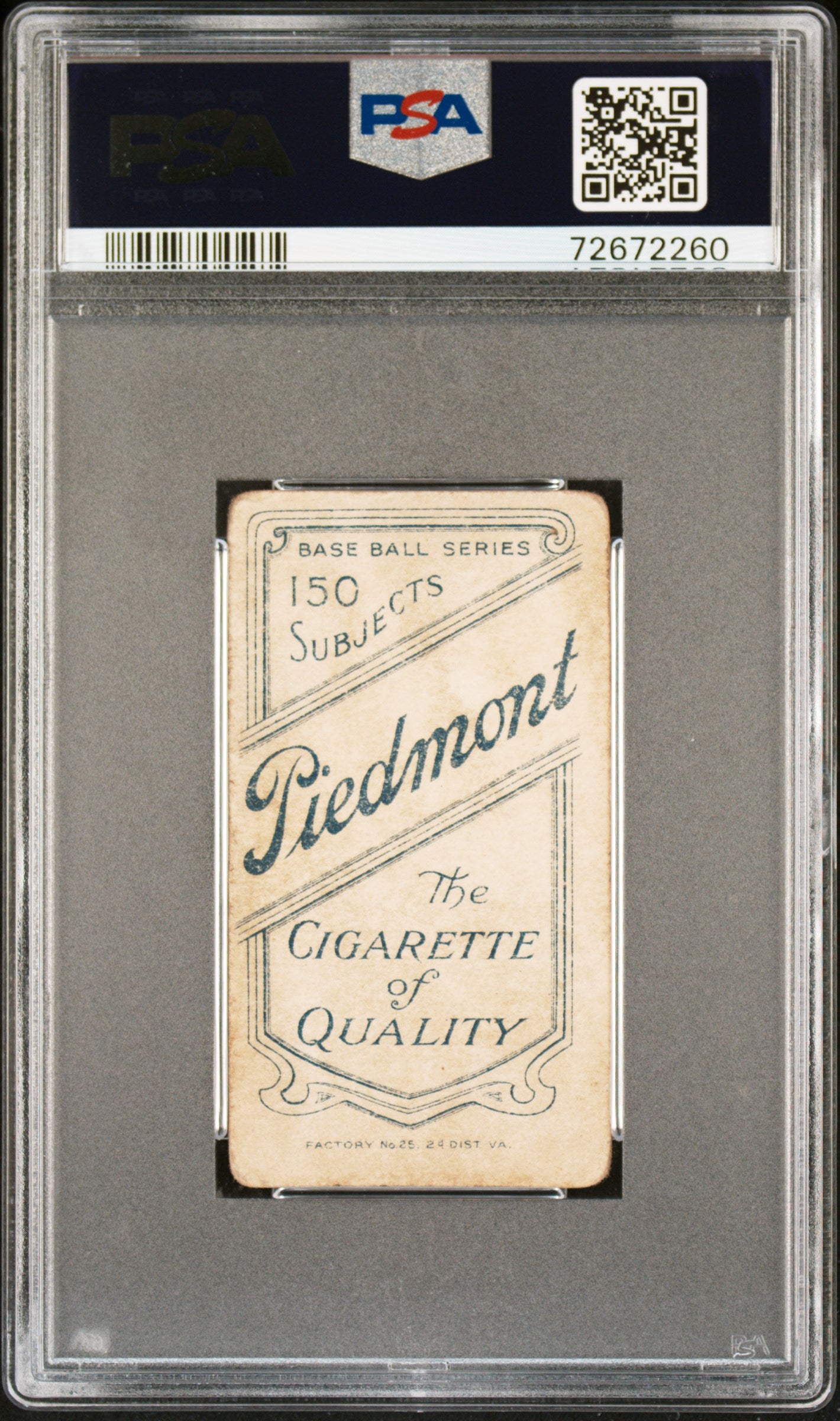 1909-11 T206 Piedmont 150 Barney Pelty Horizontal PSA 2