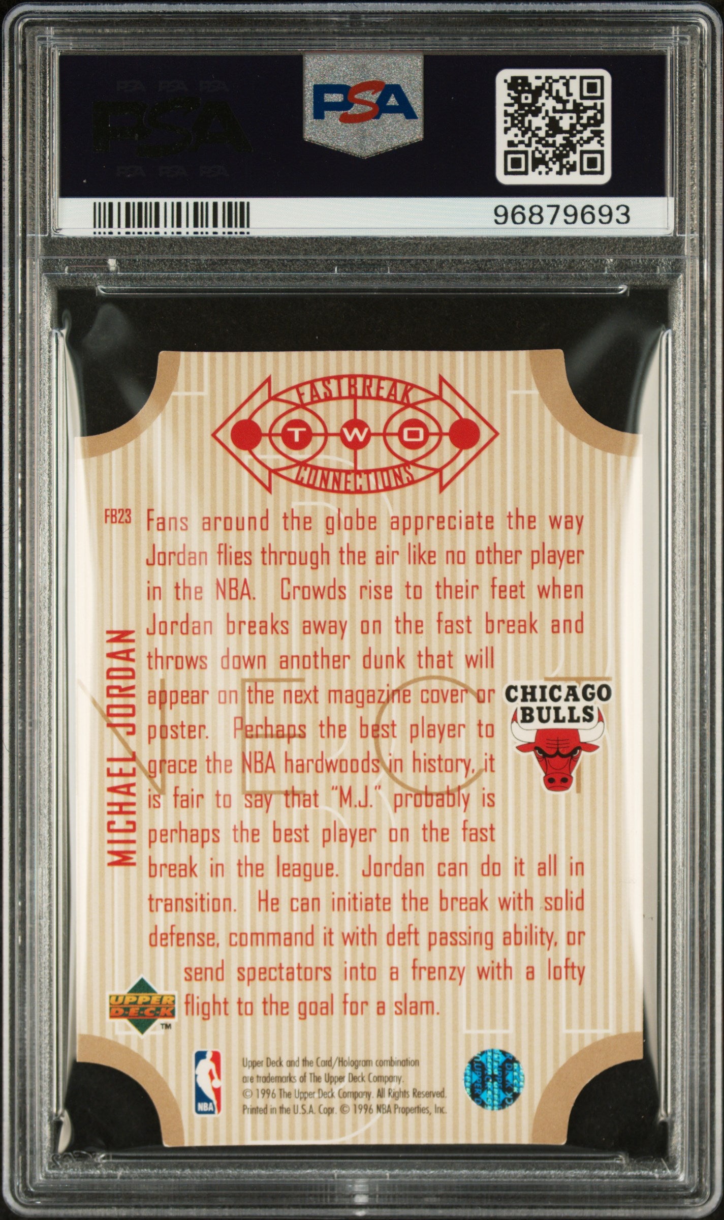 1996 Upper Deck Fast Break Connection Michael Jordan #FB23 PSA 9