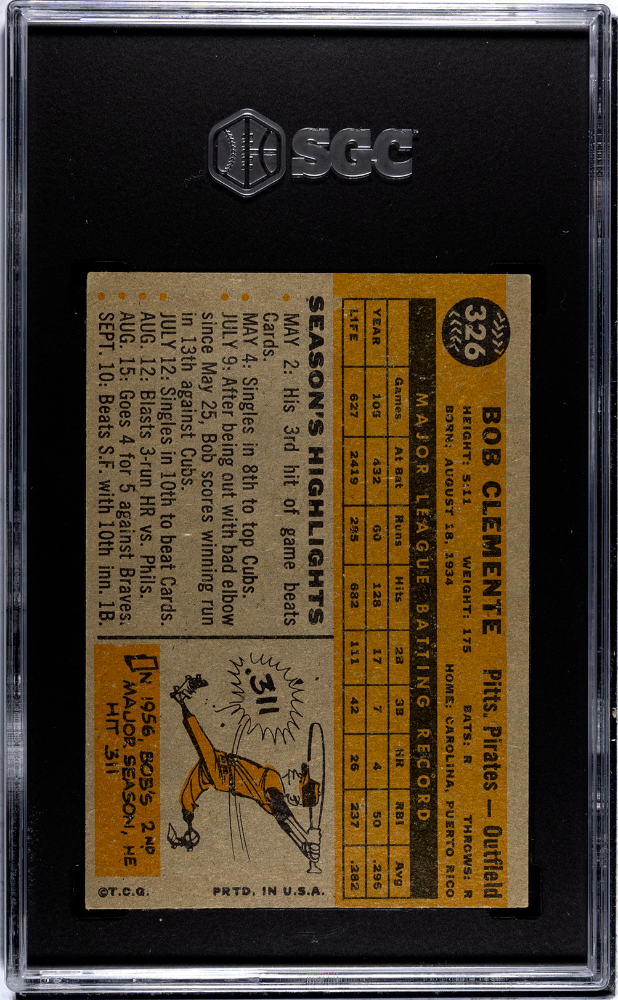 1960 Topps Bob Clemente #326 SGC 5