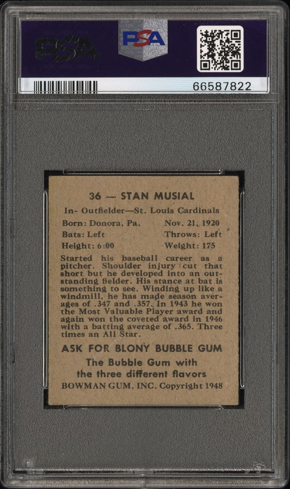 1948 Bowman Stan Musial #36 PSA 4.5