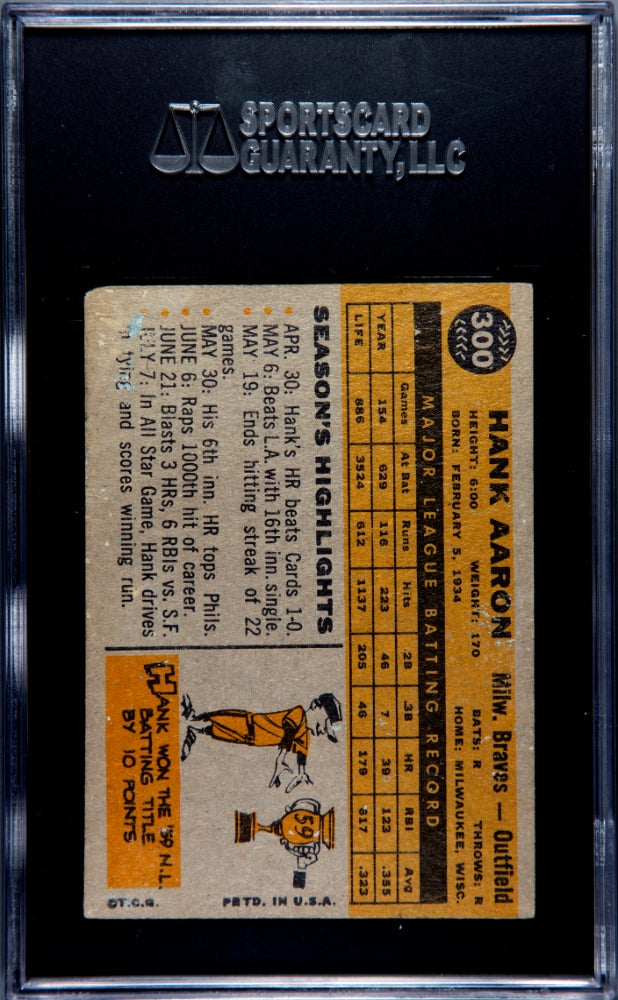 1960 Topps Hank Aaron #300 SGC 1
