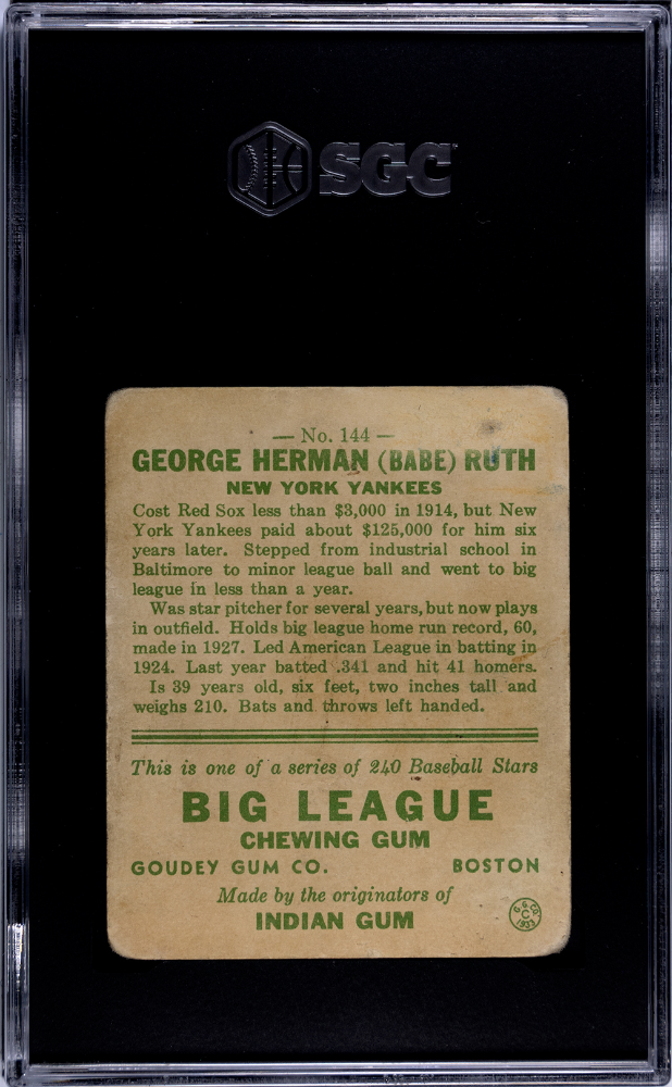 1933 Goudey Babe Ruth #144 SGC 1.5