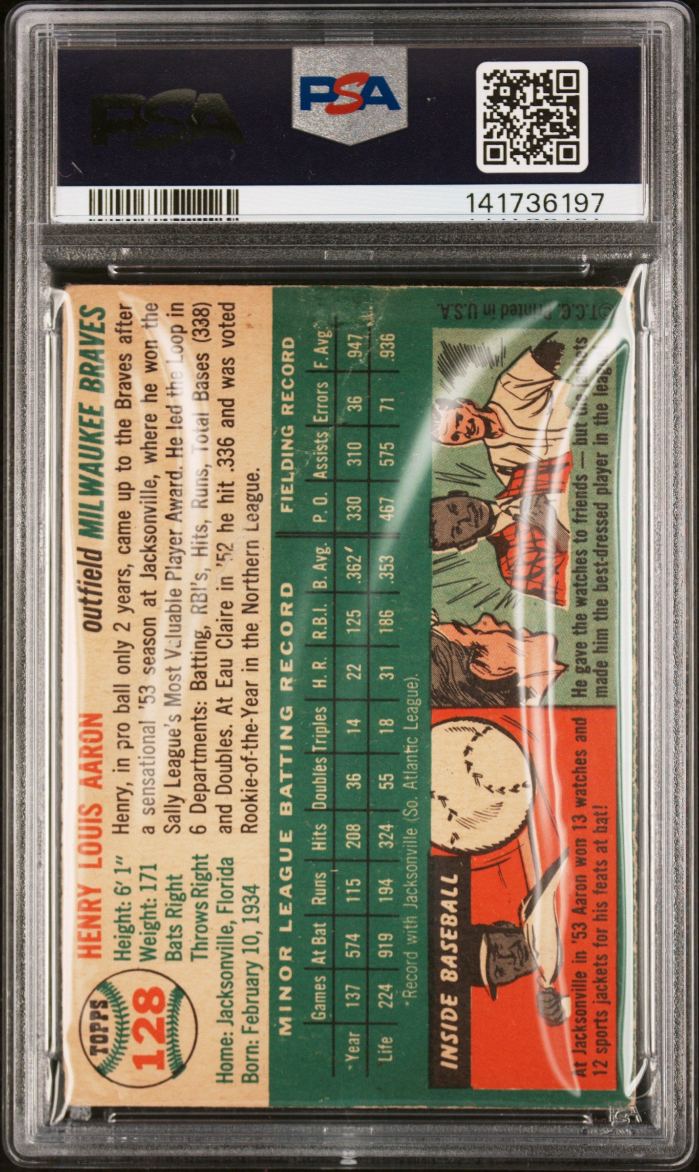 1954 Topps Henry Aaron #128 PSA 1.5