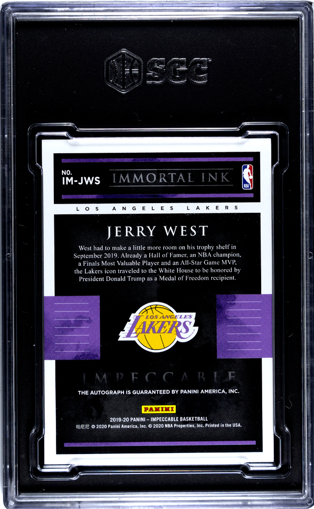 2019 Panini Impeccable Jerry West #IM-JWS Immortal Ink SGC 9 Auto 10