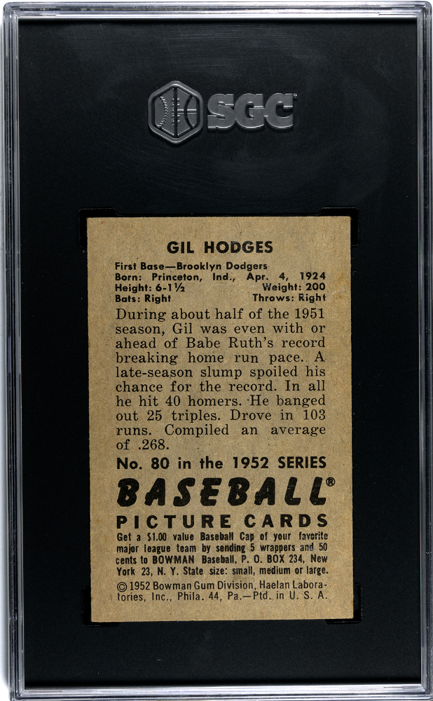 1952 Bowman Gil Hodges #80 SGC 6