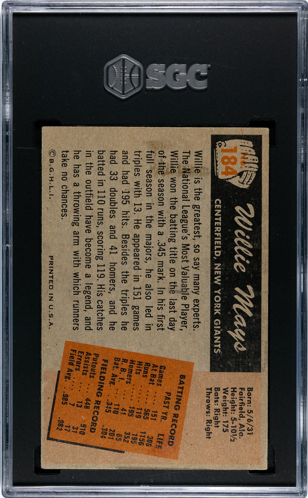 1955 Bowman Willie Mays #184 SGC 2