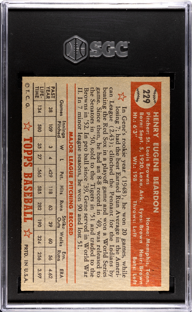 1952 Topps Gene Beardon #229 SGC 5.5
