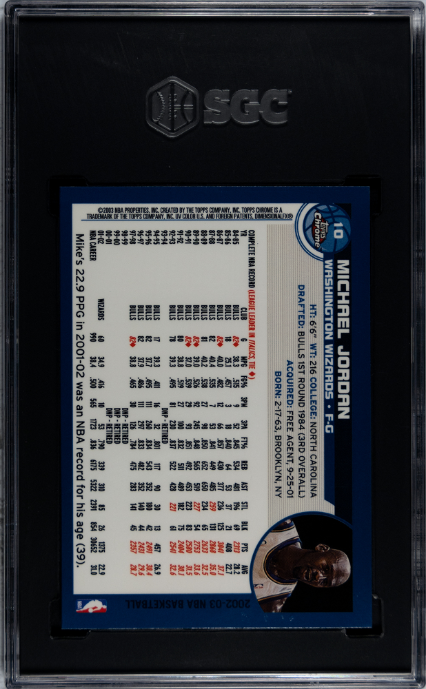 2002 Topps Chrome Michael Jordan #10 SGC 9.5