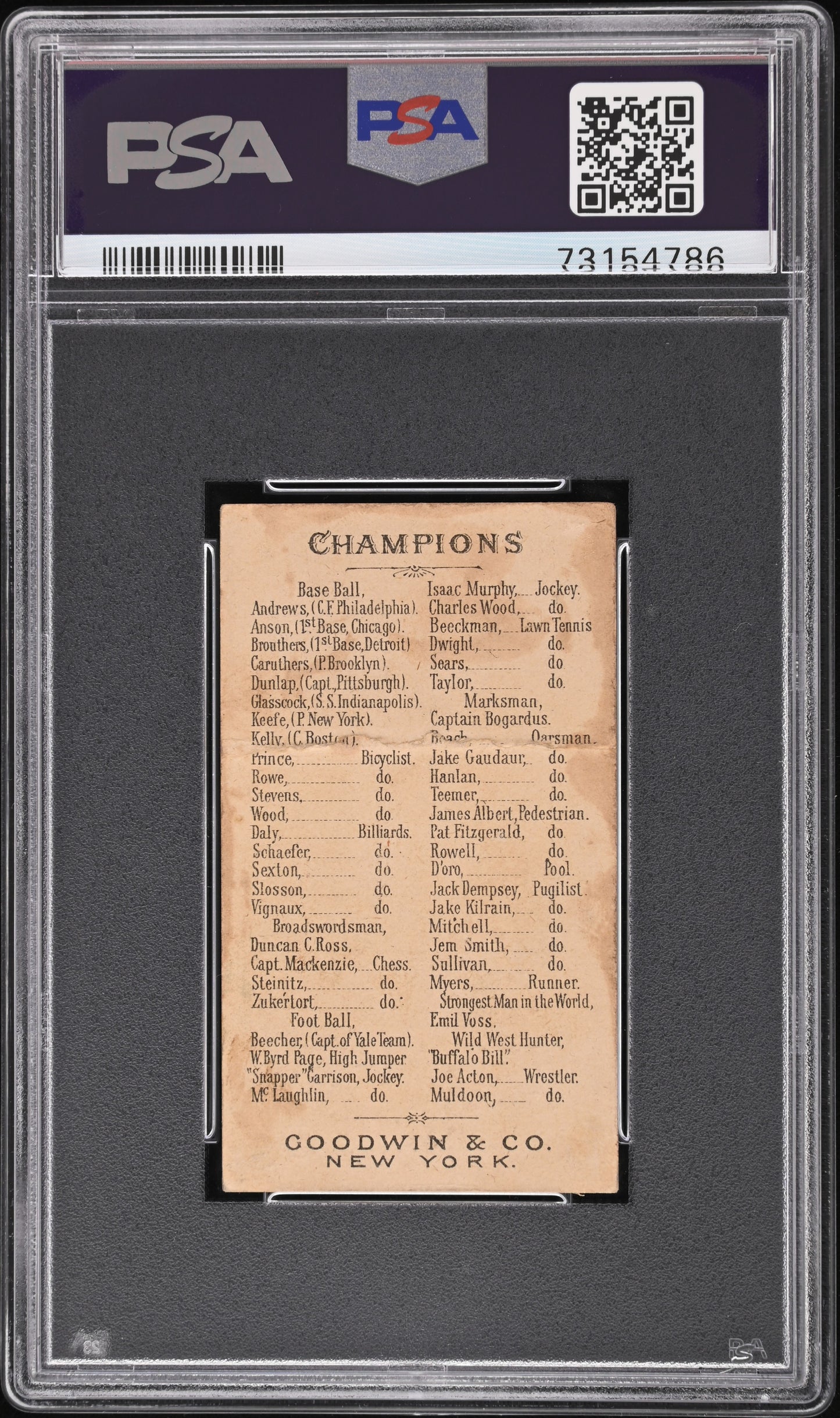 1888 N162 Goodwin Champions Anson Baseball PSA 2