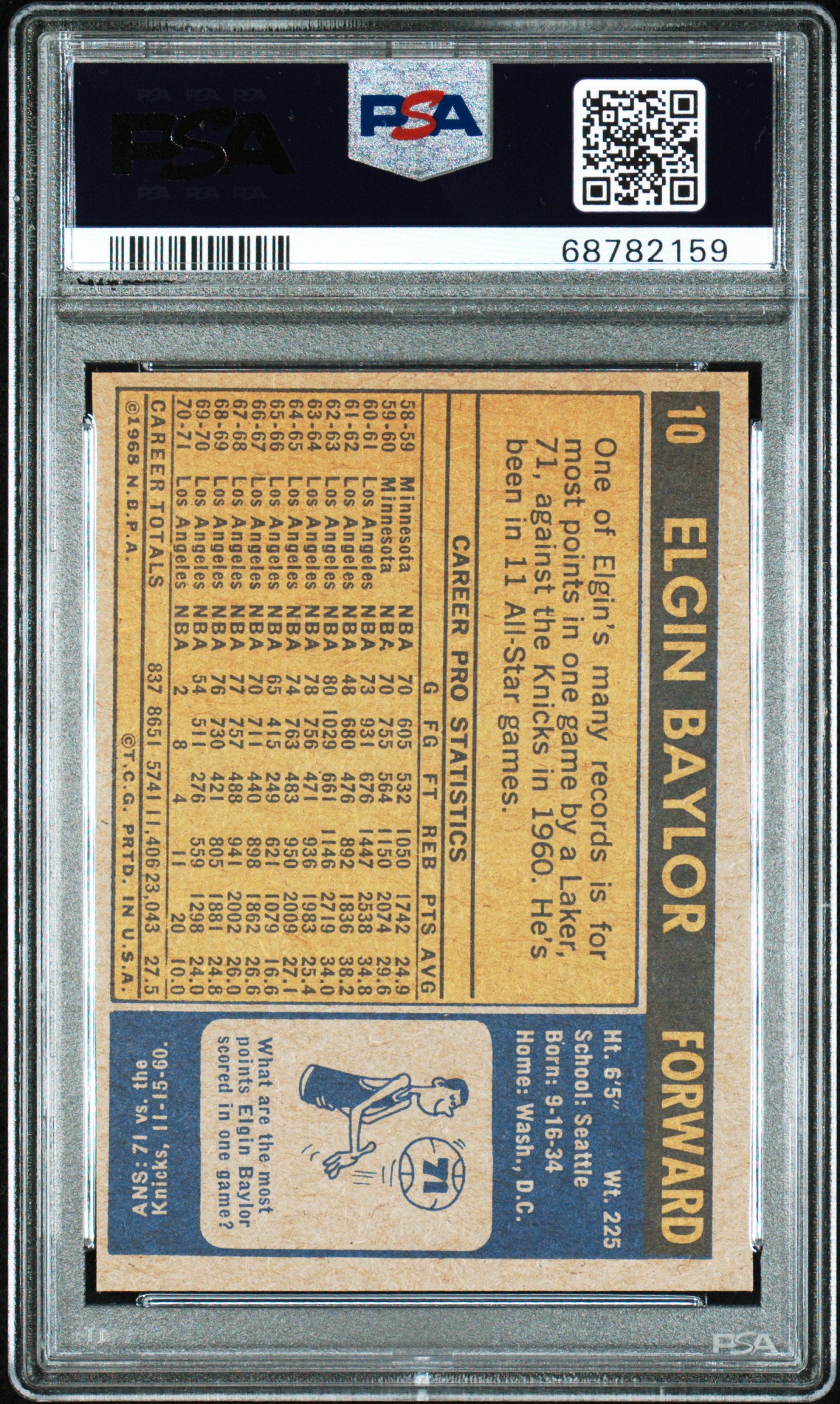 1971 Topps Elgin Baylor #10 PSA 8