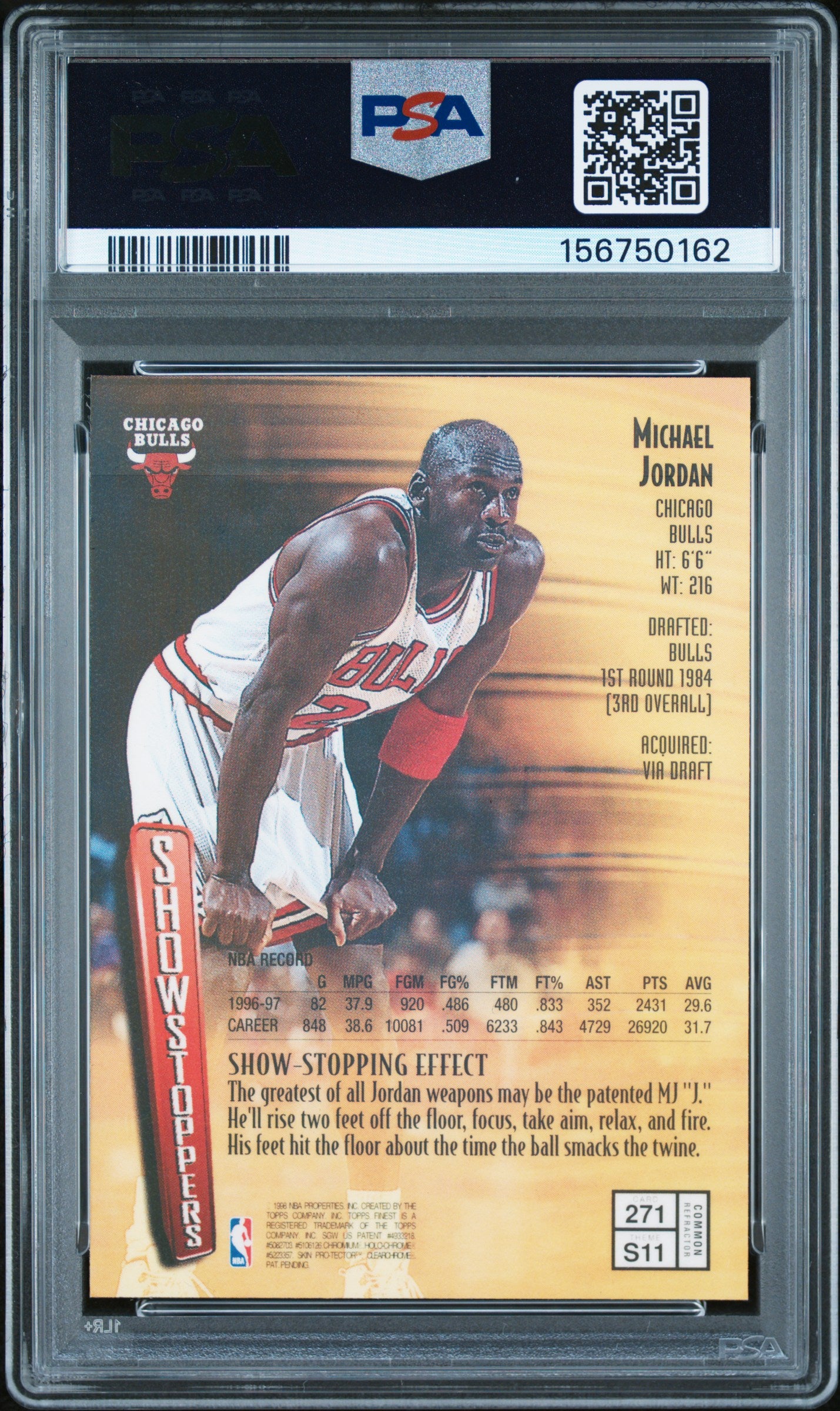 1997 Finest Michael Jordan #271 Refractor PSA 9