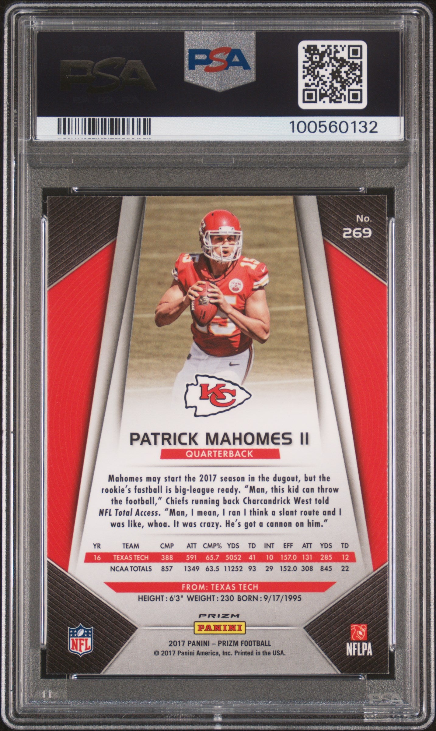 2017 Panini Prizm Patrick Mahomes II #269 PSA 10