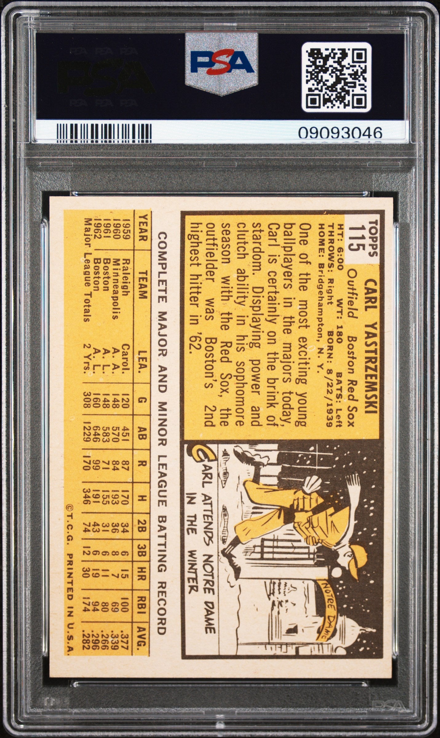 1963 Topps Carl Yastrzemski #115 PSA 9