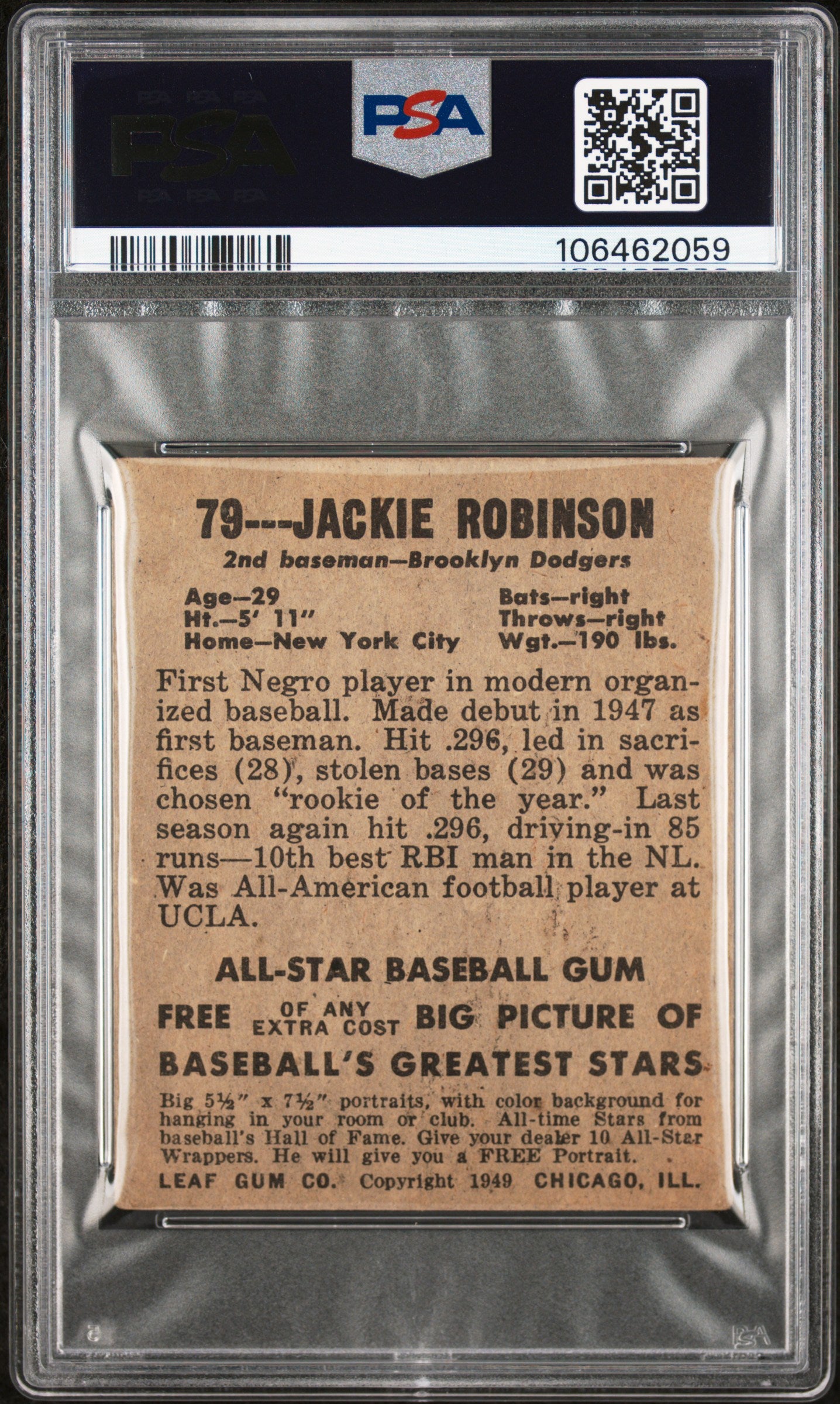 1948 Leaf Jackie Robinson #79 PSA 2.5