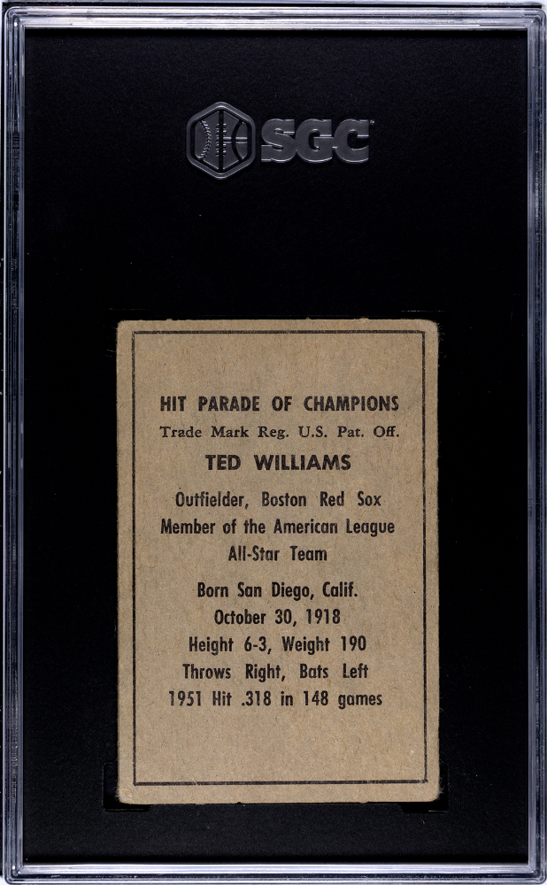 1952 Berk Ross Ted Williams SGC 3