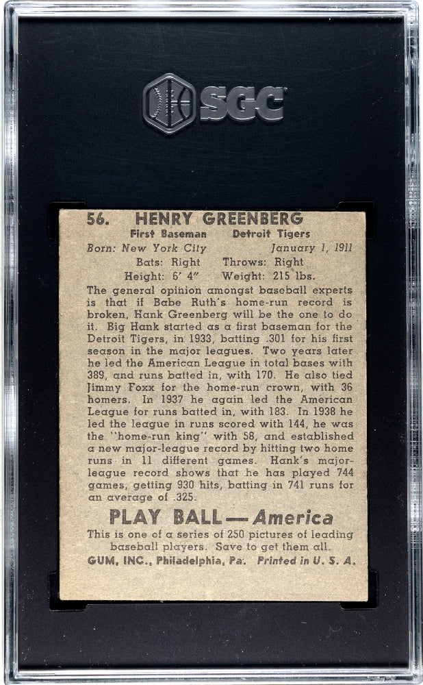 1939 Playball Hank Greenberg #56 SGC 2