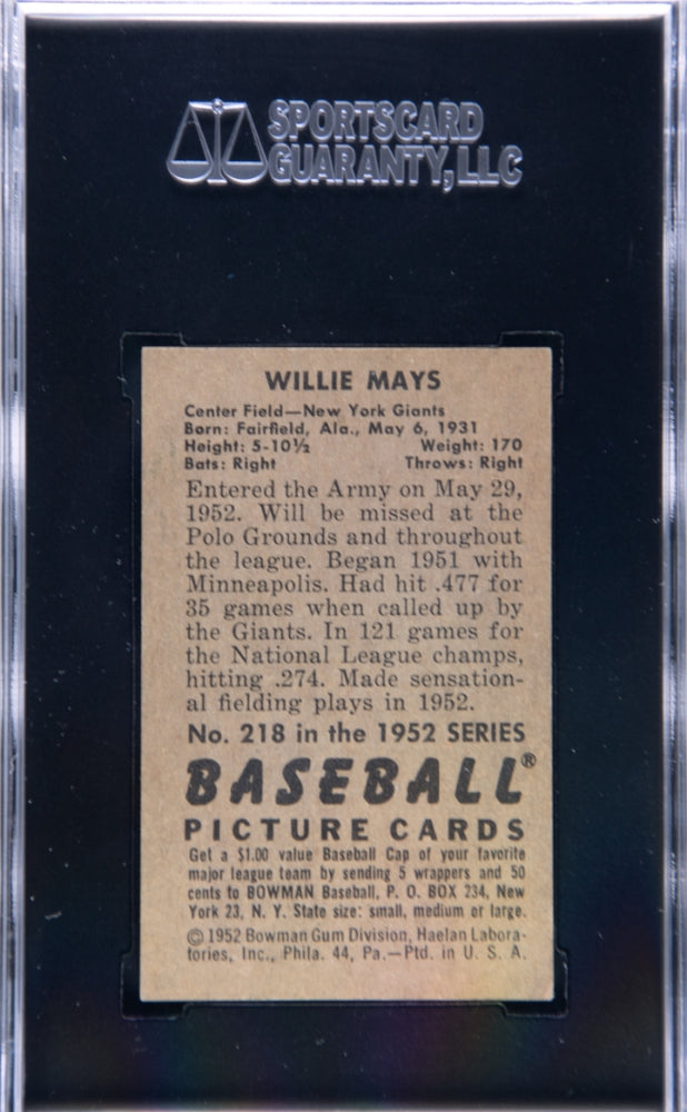 1952 Bowman Willie Mays #218 SGC A