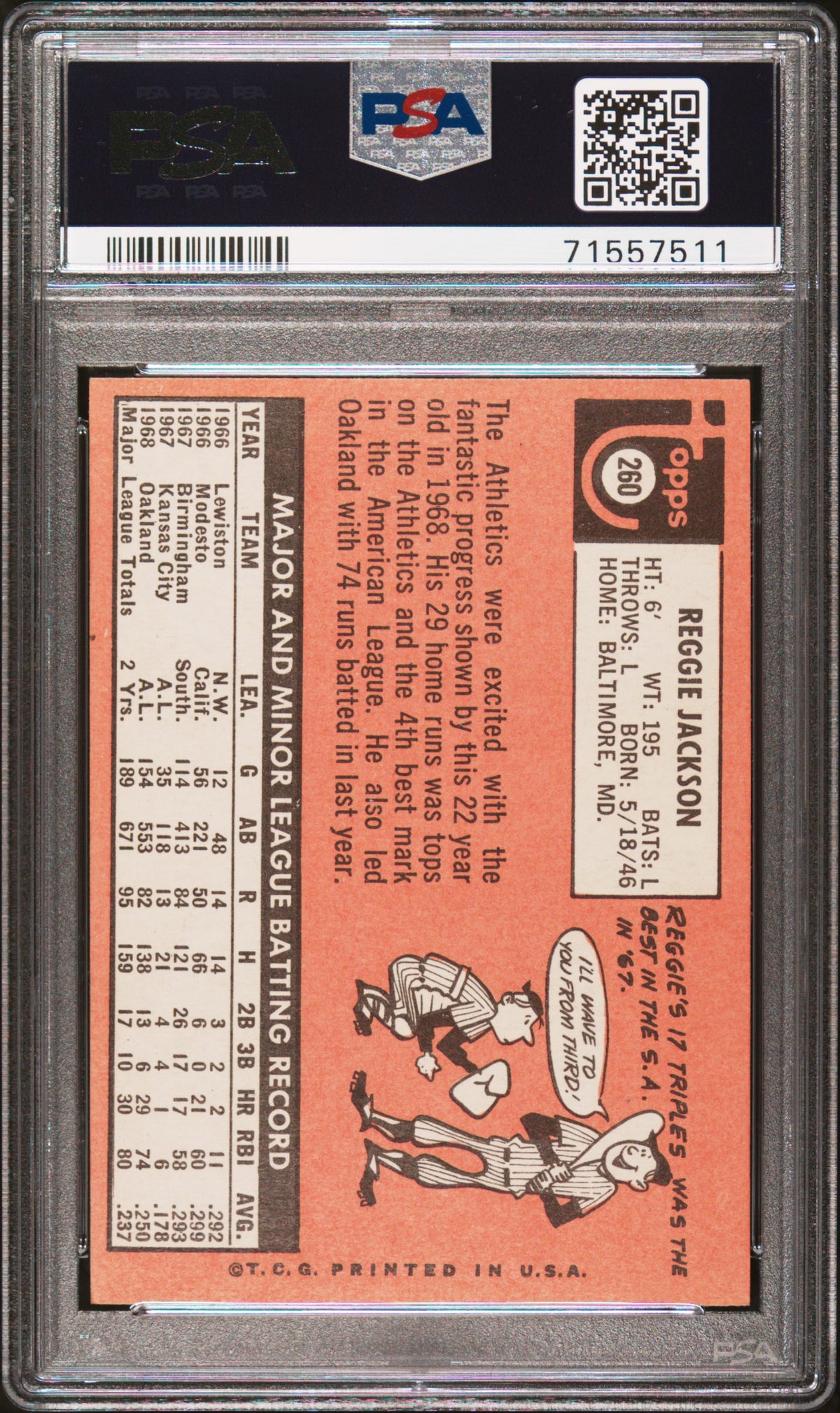 1969 Topps Reggie Jackson #260 PSA 7