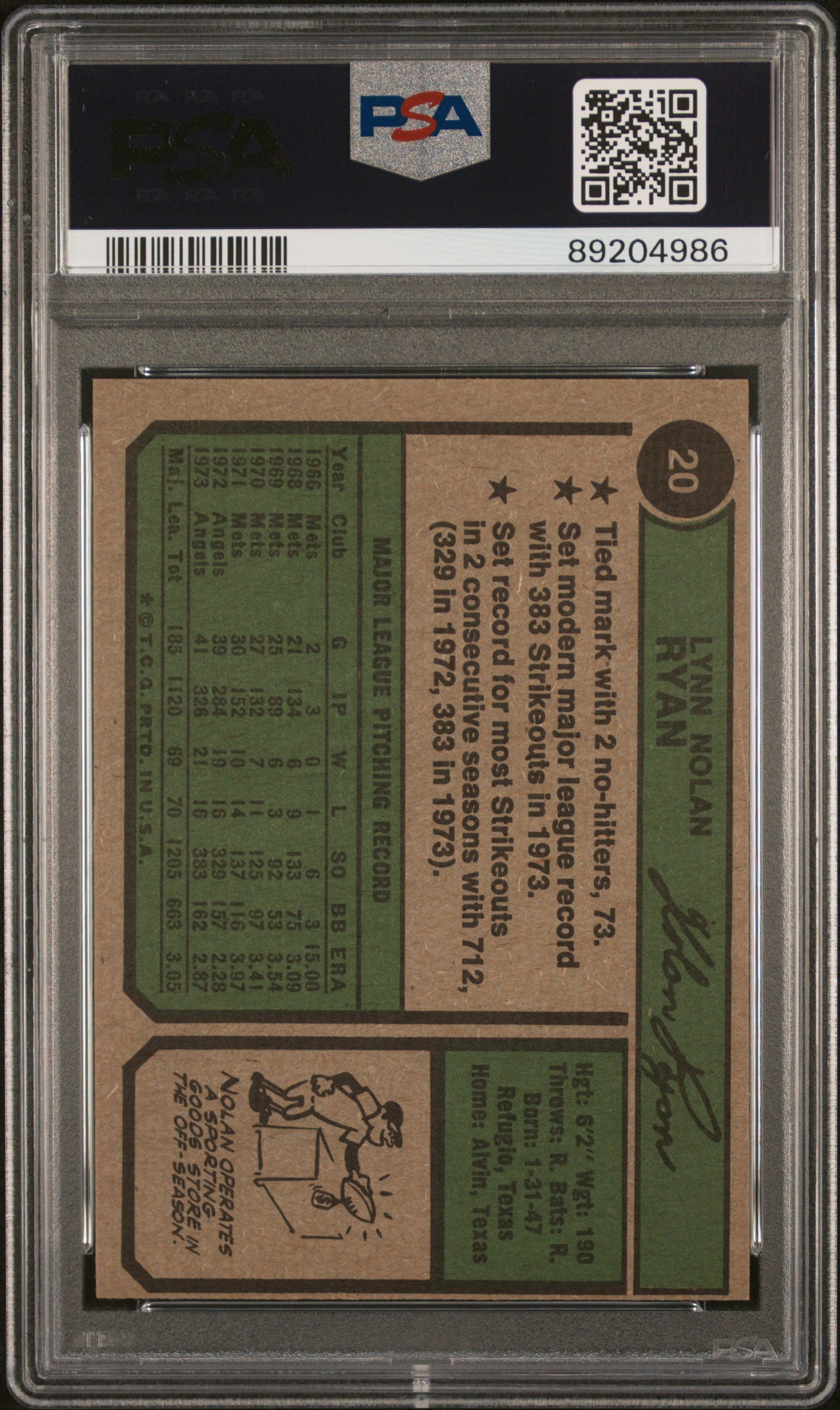 1974 Topps Nolan Ryan #20 PSA 7