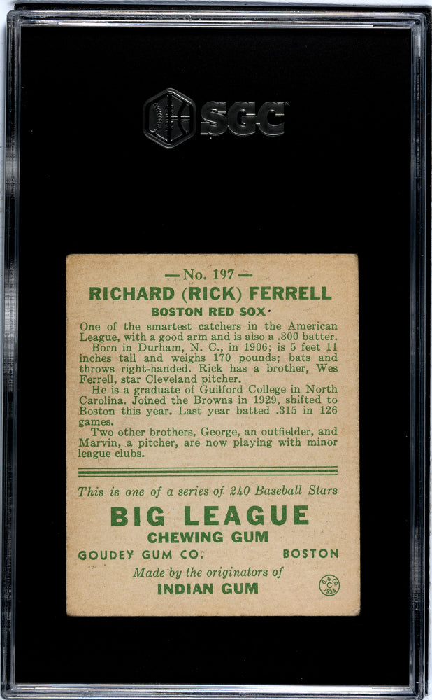 1933 Goudey Rick Ferrell #197 SGC 4.5