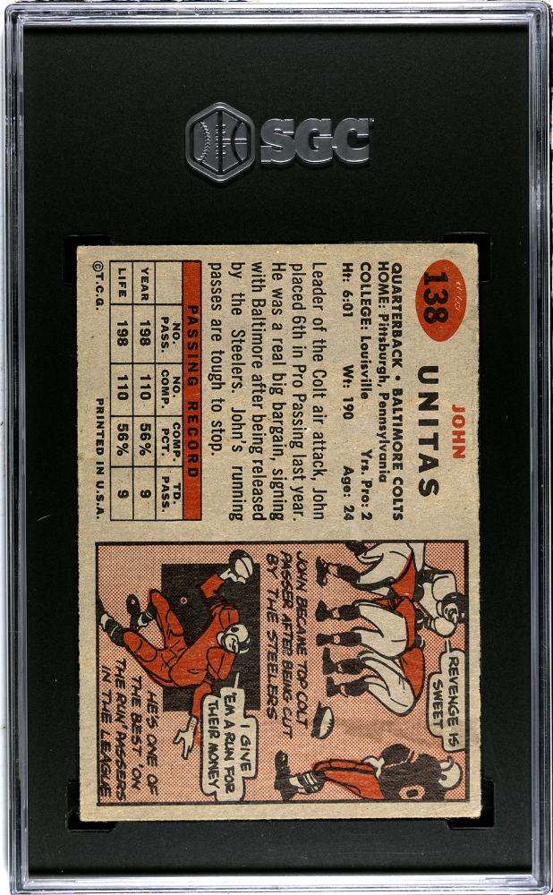 1957 Topps John Unitas #138 SGC 5