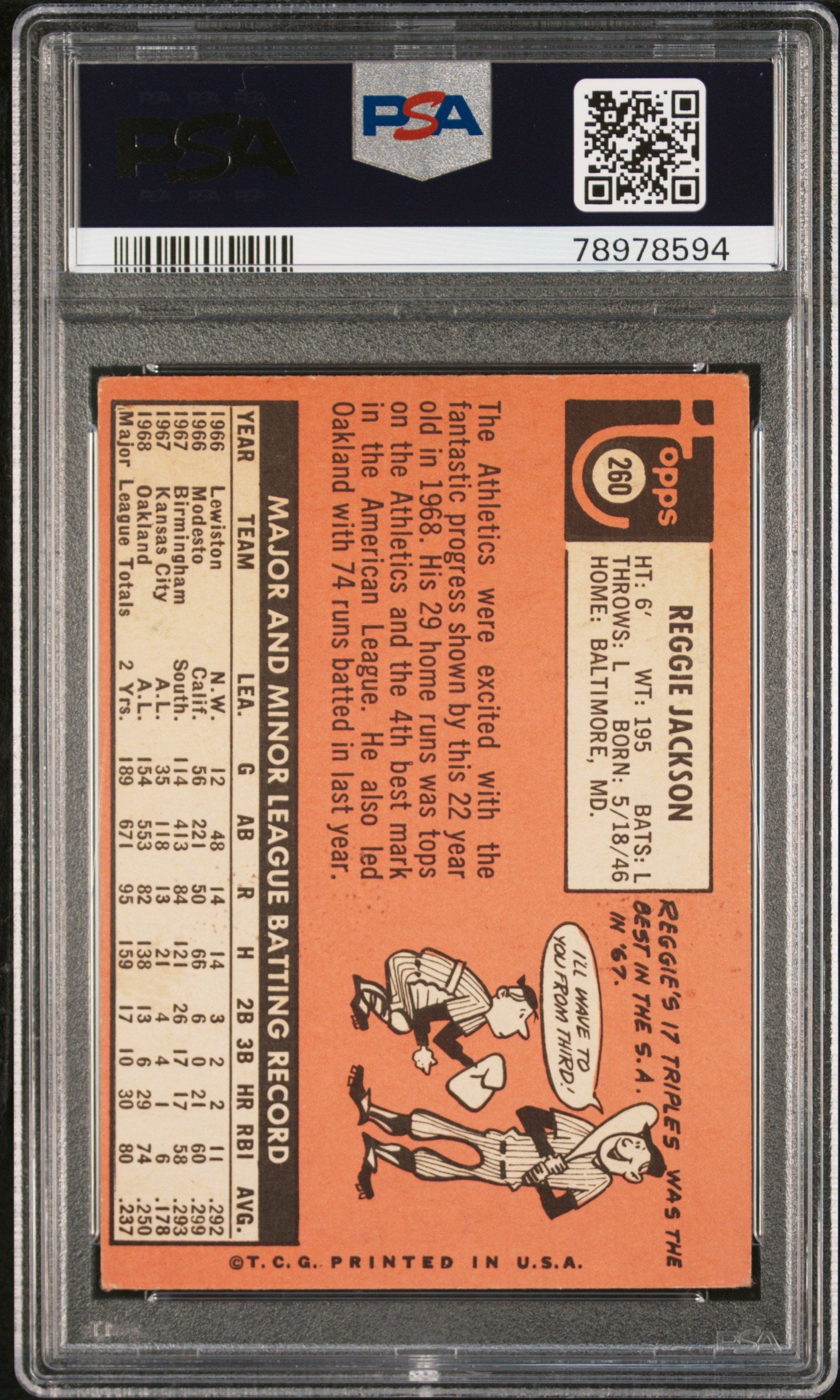 1969 Topps Reggie Jackson #260 PSA 3