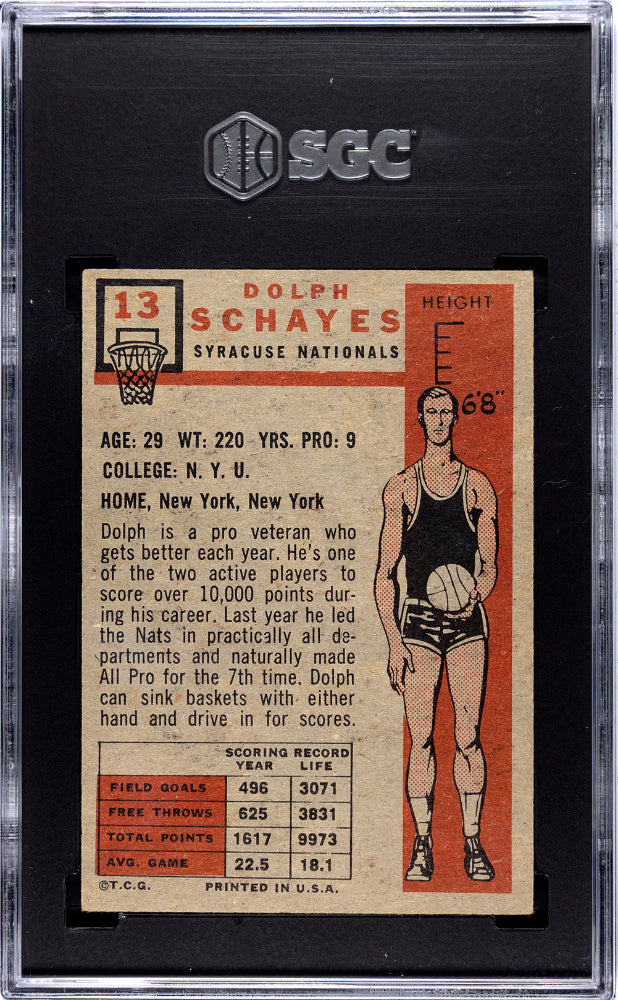 1957 Topps Dolph Schayes #13 SGC 4