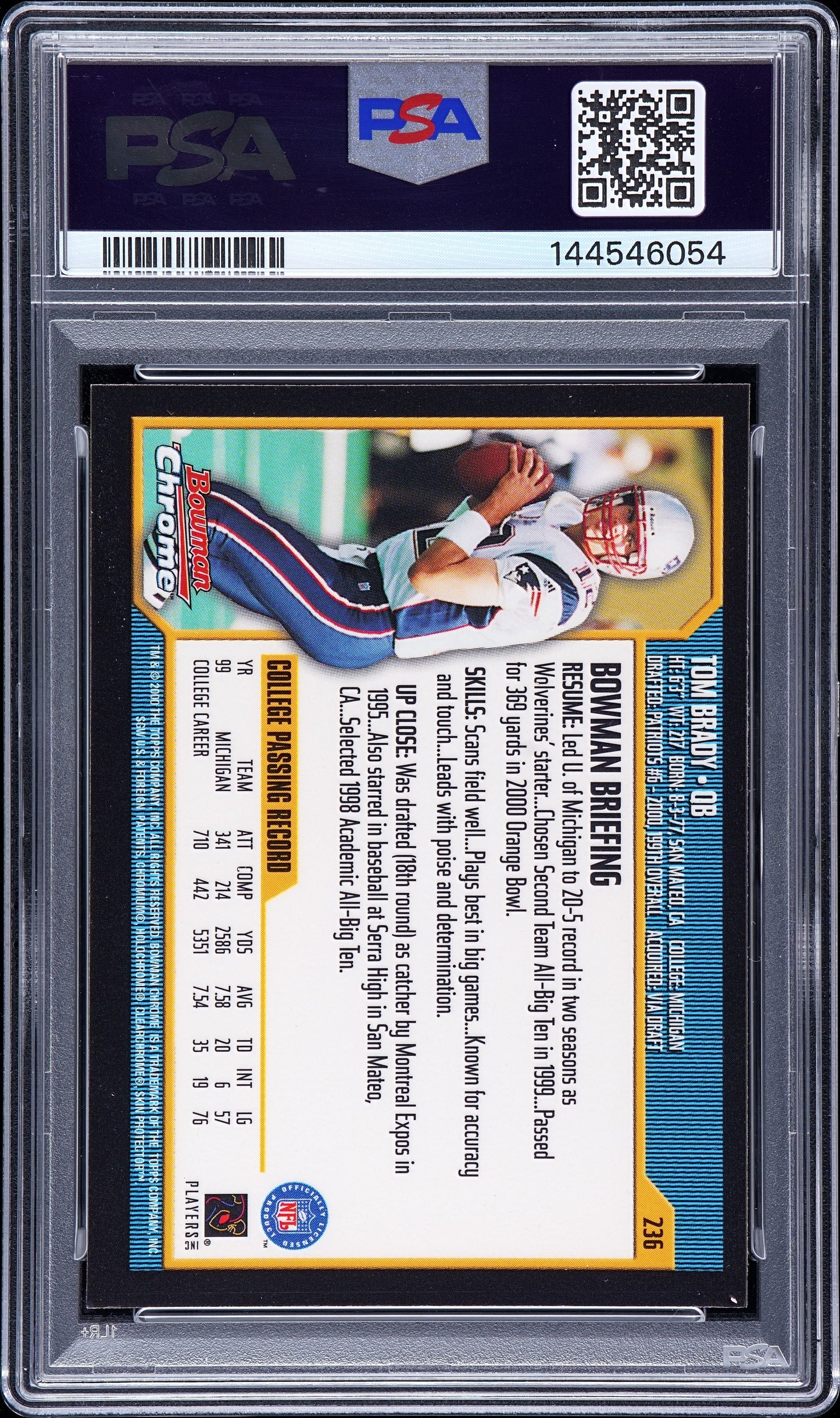 2000 Bowman Chrome Tom Brady #236 PSA 9