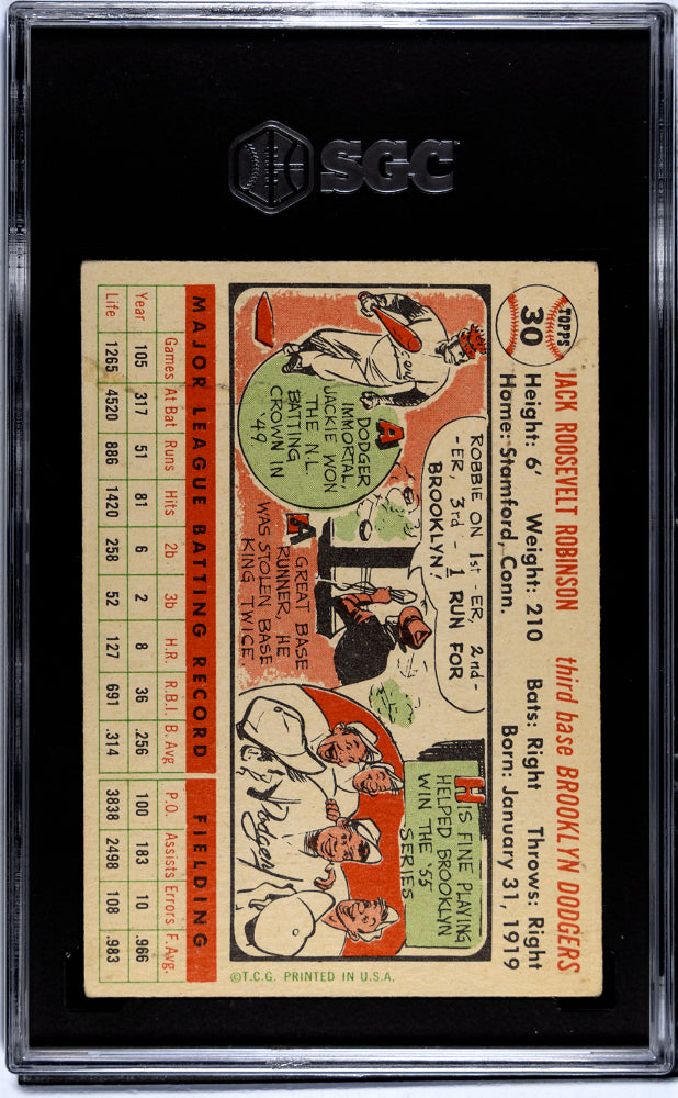 1956 Topps Jackie Robinson #30 White Back SGC 3