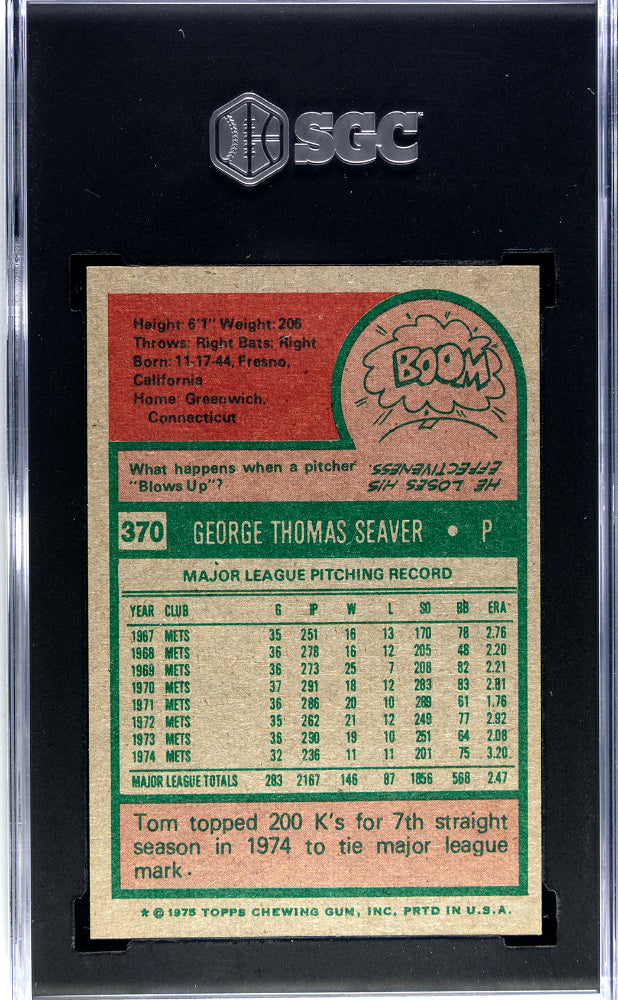 1975 Topps Tom Seaver #370 SGC 8