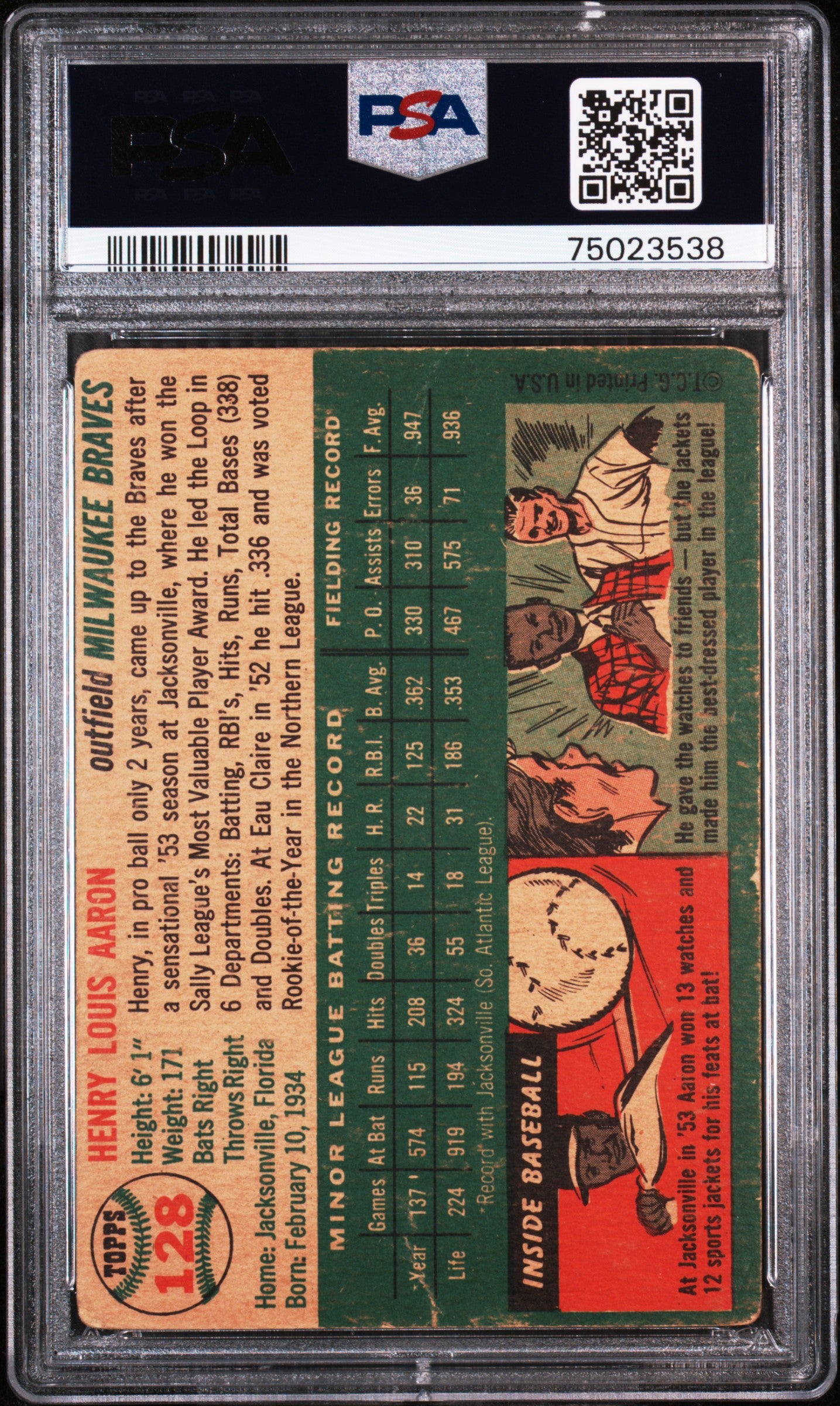 1954 Topps Henry Aaron #128 PSA 2