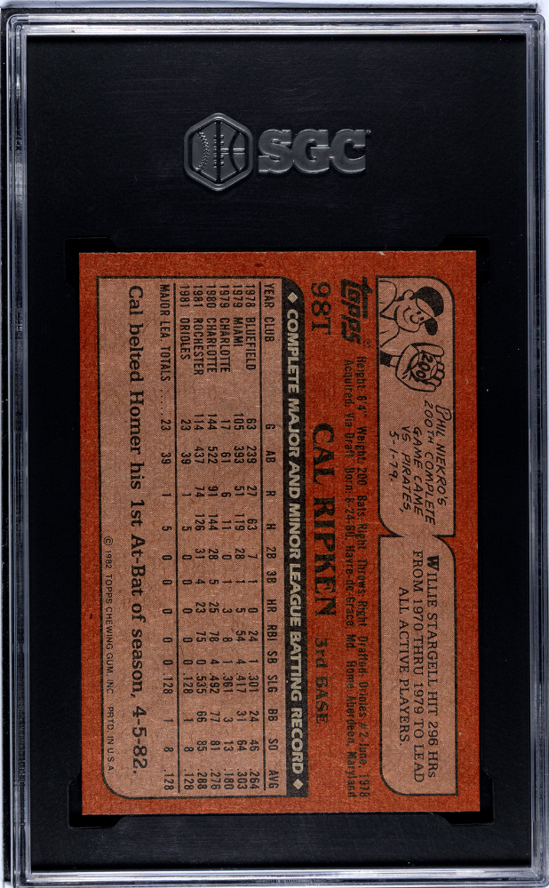 1982 Topps Traded Cal Ripken #98T SGC 9.5