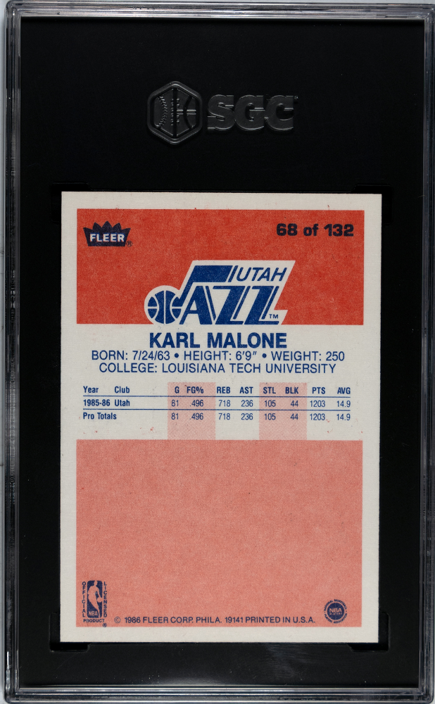 1986 Fleer Karl Malone #68 SGC 7.5