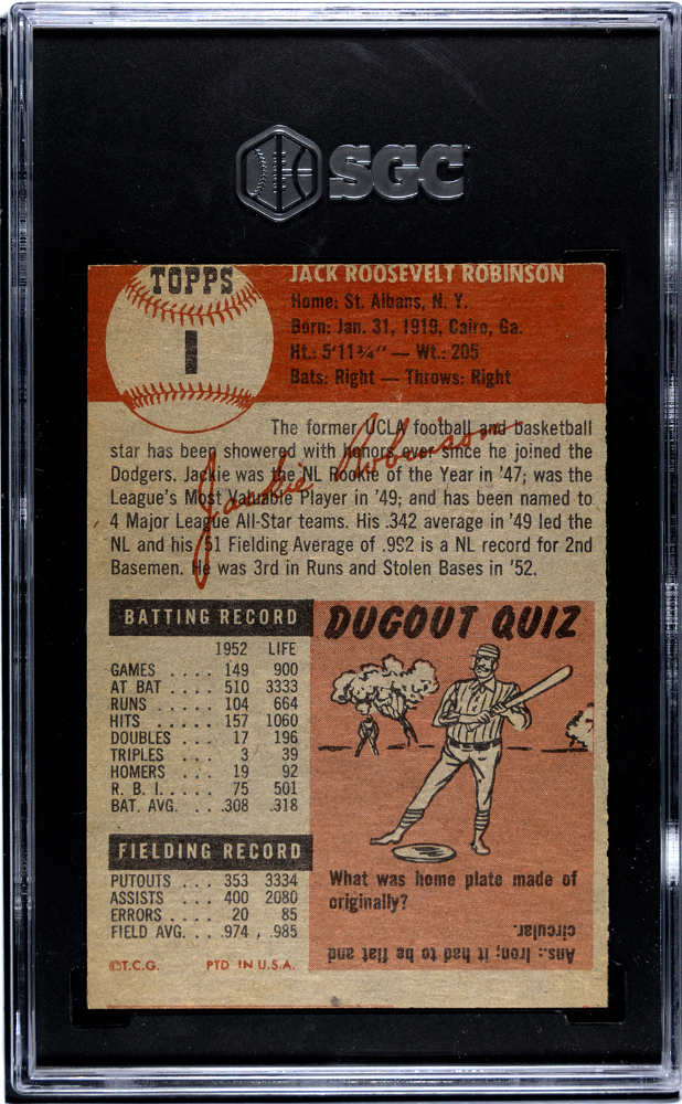 1953 Topps Jackie Robinson #1 SGC A