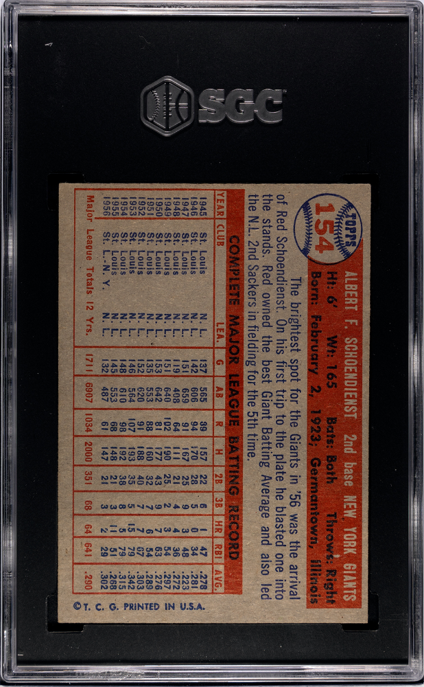 1957 Topps Red Schoendienst #154 SGC 6