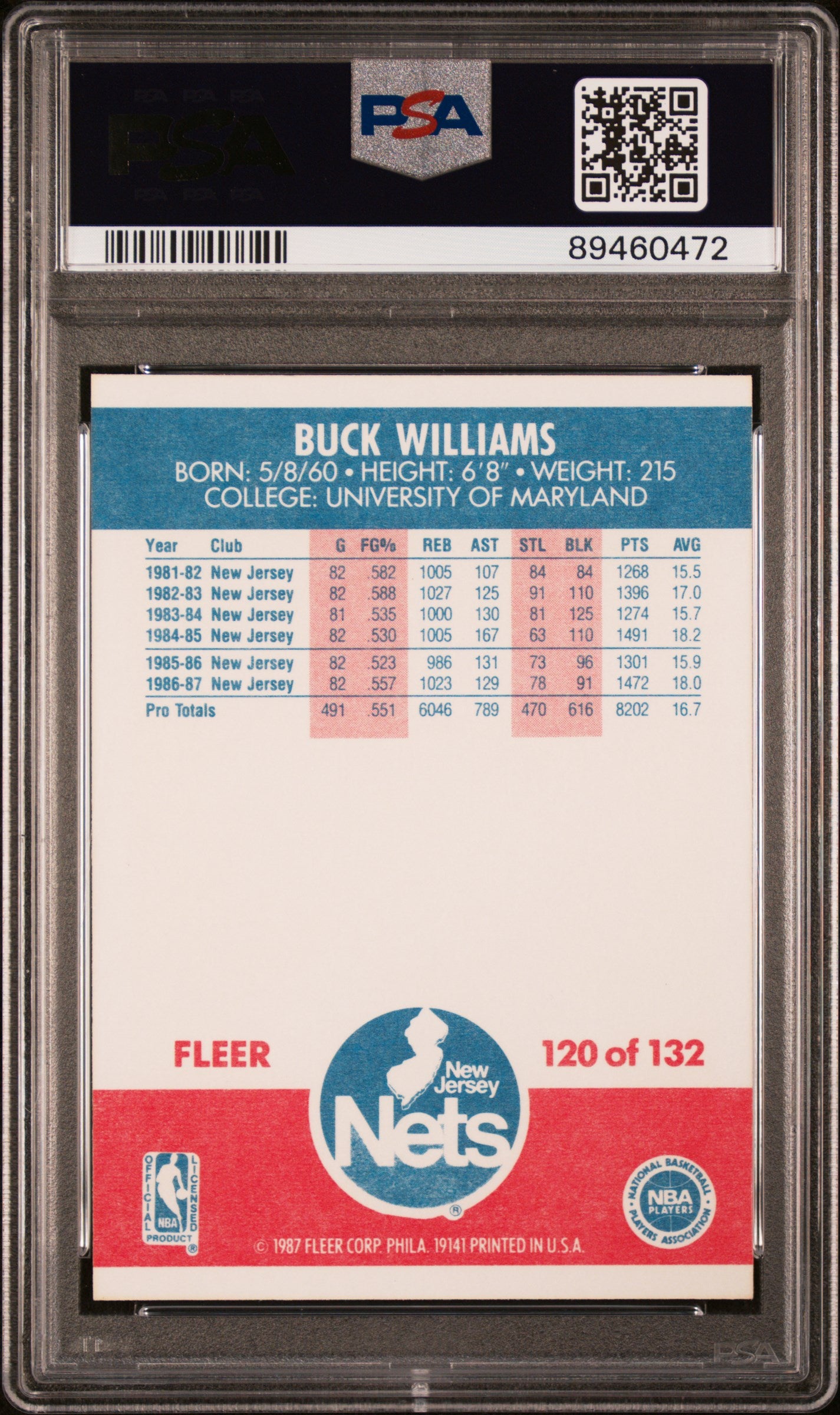 1987 Fleer Buck Williams #120 PSA 9