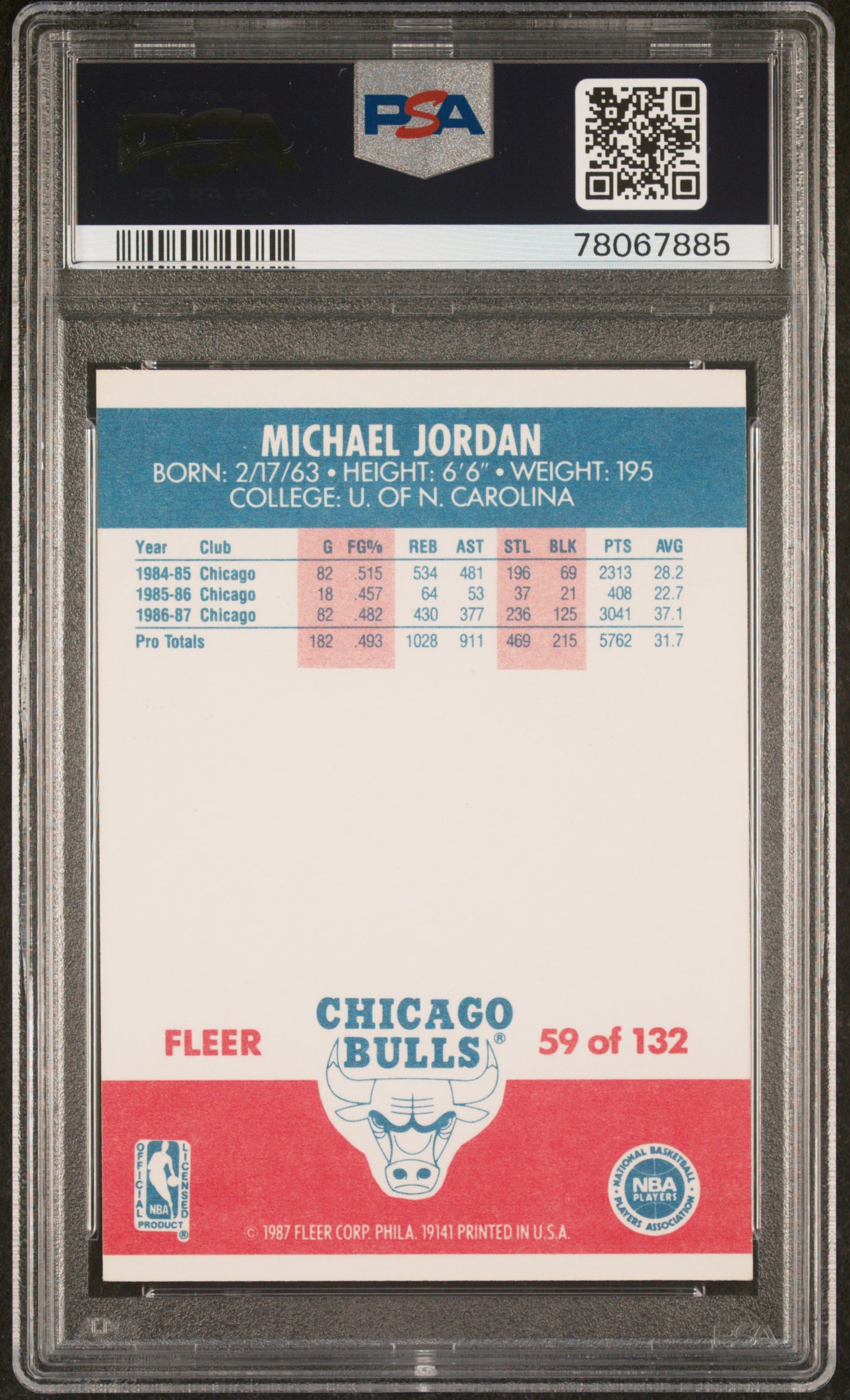 1987 Fleer Michael Jordan #59 PSA 8