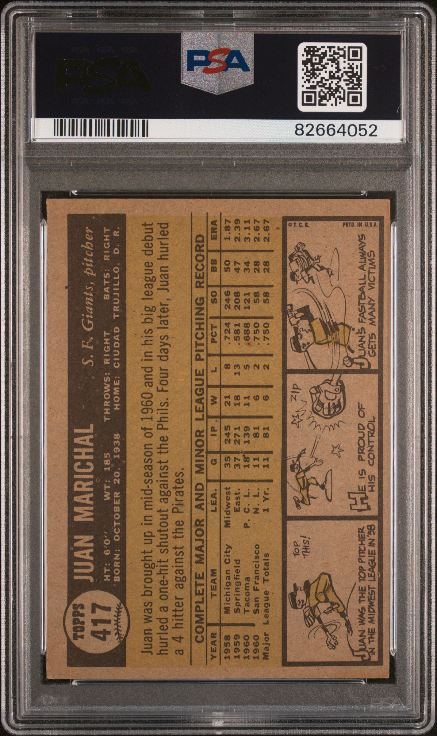 1961 Topps Juan Marichal #417 PSA 5
