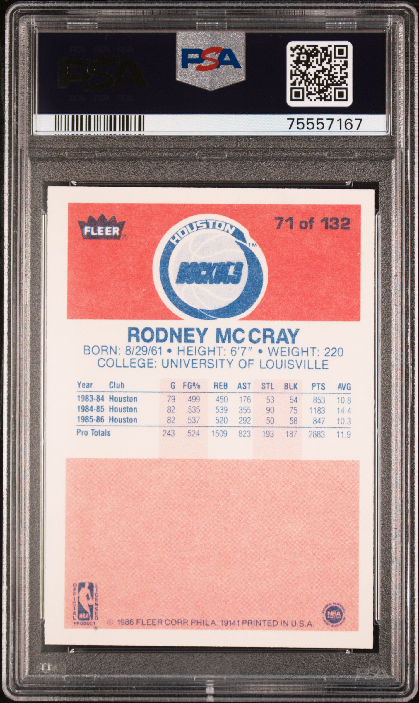 1986 Fleer Rodney Mccray #71 PSA 9
