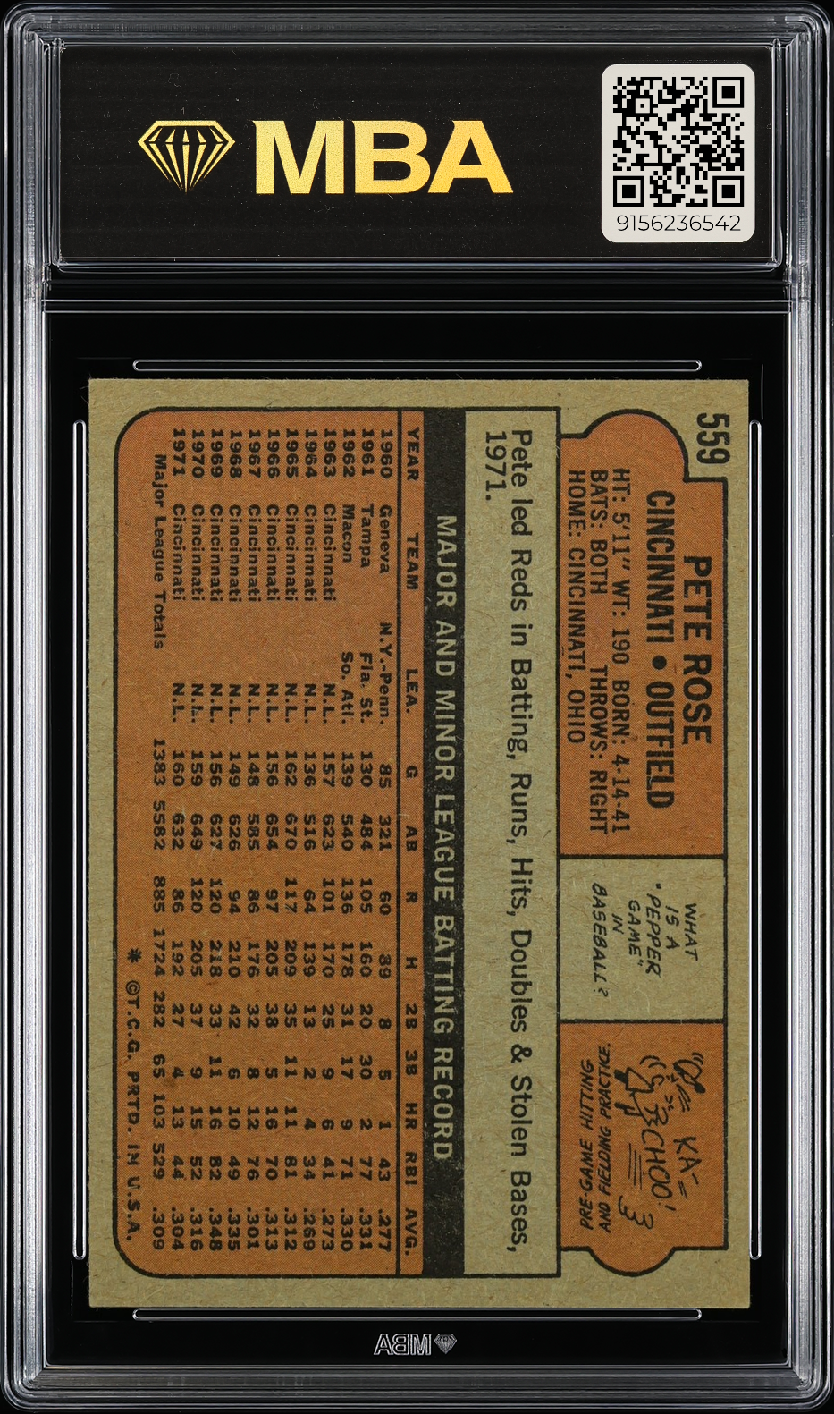 1972 Topps Pete Rose #559 MBA 4.5