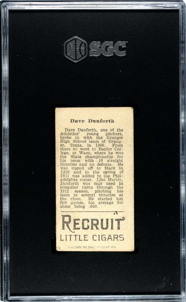1912 Recruit Little Cigars (T207) Dave Danforth SGC 2.5